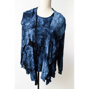 Ever Sassy Blue tie-dye tank top and open cardigan 2 piece set Small